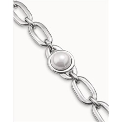Pulsera con diseño de eslabones ovalados y una perla central