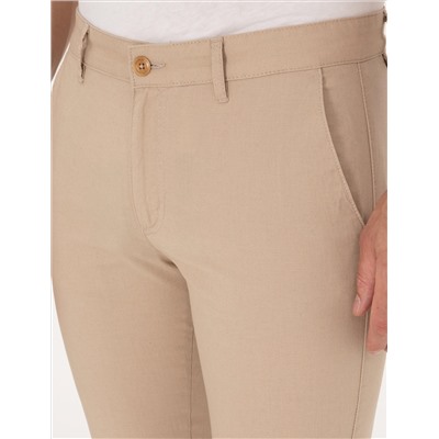 Bej Slim Fit Kanvas Pantolon