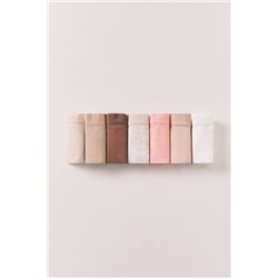 Pack 7 bragas brasileñas algodón lisas neutras