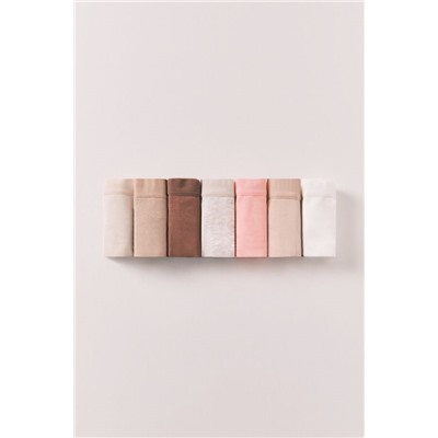 Pack 7 bragas brasileñas algodón lisas neutras