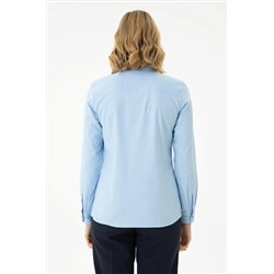 Kadın Mavi Uzun Kollu Basic Gömlek