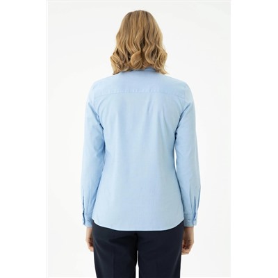 Kadın Mavi Uzun Kollu Basic Gömlek