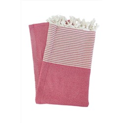 Peştanoz Peştemal, %100 Pamuk ,kareli Desen Pembe, Plaj Havlusu , Banyo Havlusu