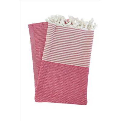 Peştanoz Peştemal, %100 Pamuk ,kareli Desen Pembe, Plaj Havlusu , Banyo Havlusu