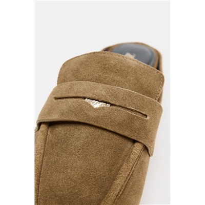 SPLIT SUEDE MULE LOAFERS