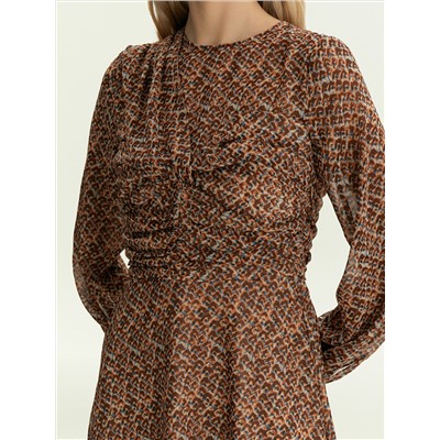 Платье по колено с абстрактным принтом, PL1750/cur