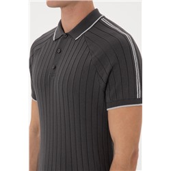 Erkek Slim Fit Bisiklet Yaka Antrasit Tişört