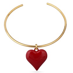 Колье-чокер Сердцебиение (4, 2см, эмаль красная; покрытие золото) 42см, Есть комплект