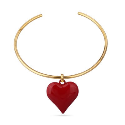 Колье-чокер Сердцебиение (4, 2см, эмаль красная; покрытие золото) 42см, Есть комплект