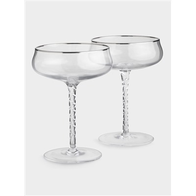 Бокал-креманка для шампанского, 250 мл, 2 шт, стекло, с серебристым кантом, Rhapsody