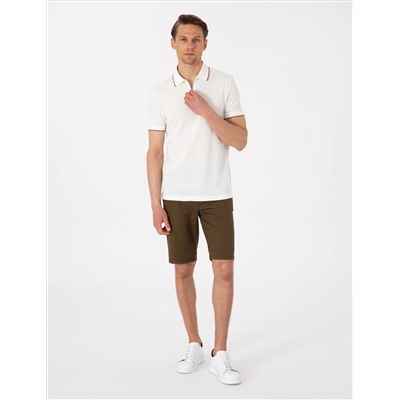 Ekru Slim Fit Polo Yaka Tişört