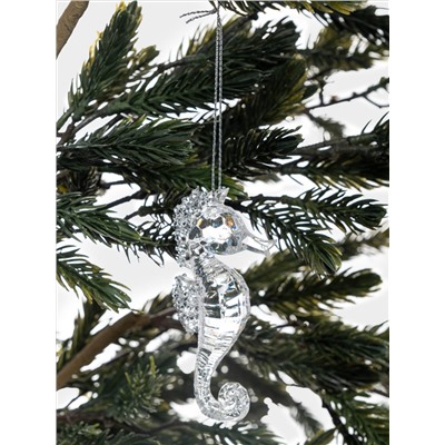 Игрушка елочная, 9 см, акрил, прозрачная, Морской конек, Event