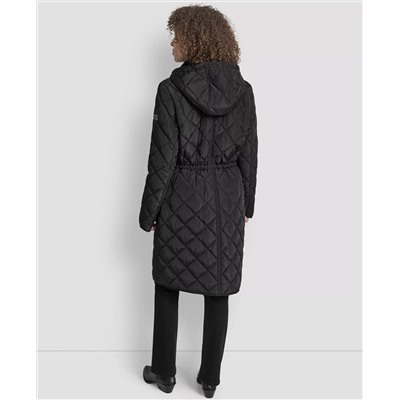 DKNY Women's Corduroy-Collar Quilted Anorak Coat