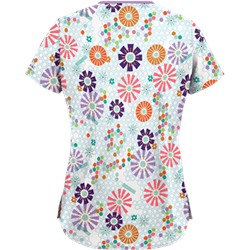 UA Honeycombs And Flowers White Scrub Top