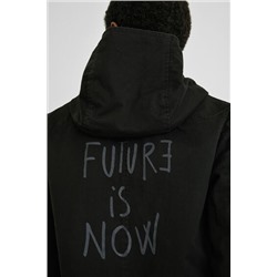 Parka capucha parches