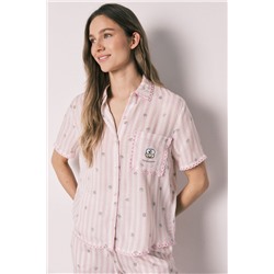 Pijama camisero largo rayas Keroppi