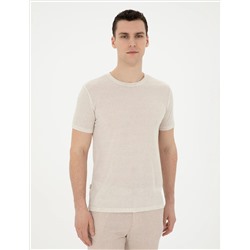 Bej Slim Fit Basic Tişört