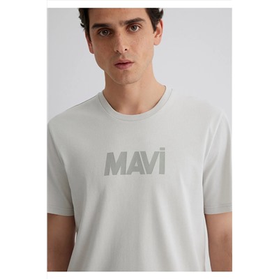 Mavi Logo Baskılı Gri Erkek T-shirt M066846-70080