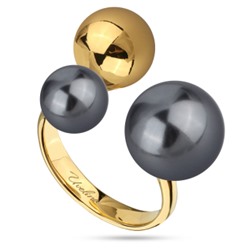 Кольцо Просекко (Майорка 8-12 мм темно-серая; покрытие золото), Есть комплект