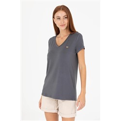 Kadın Antrasit V - Yaka Basic Tişört