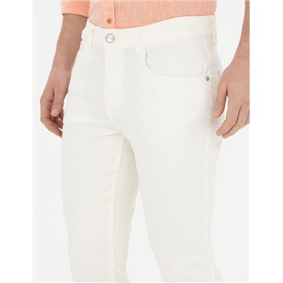 Ekru Slim Fit Jean Pantolon