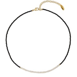 Колье (шпинель, жемчуг белый; покрытие золото) 40-45см, Есть комплект