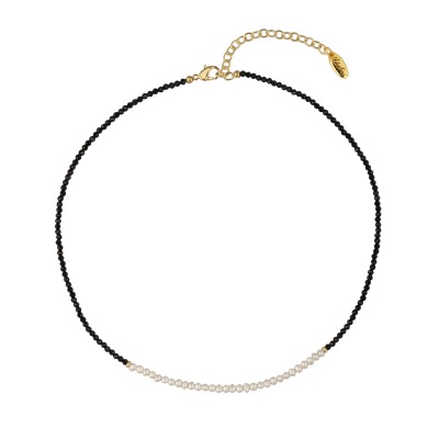 Колье (шпинель, жемчуг белый; покрытие золото) 40-45см, Есть комплект