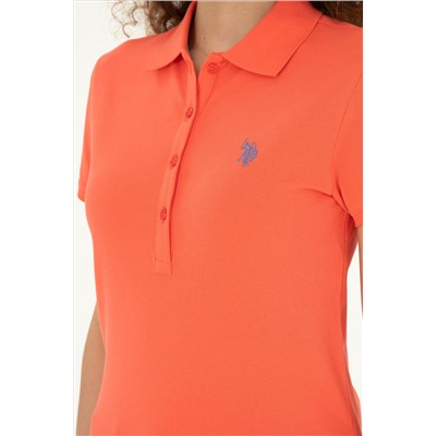 Kadın Nar Çiçeği Basic Polo Yaka Tişört