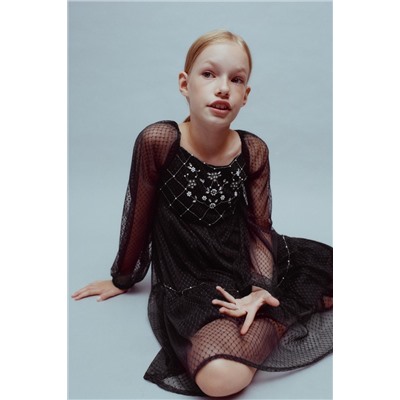 TULLE DRESS WITH RHINESTONES