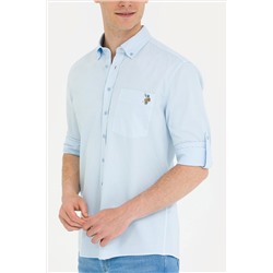 Erkek Mavi Uzun Kollu Gömlek