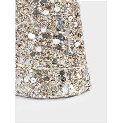 Ель-конус, 40 см, с подсветкой, полиэстер/металл, шампань, Celebration