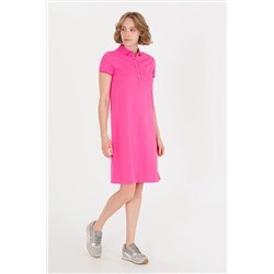 Kadın Pembe Polo Yaka Örme Elbise