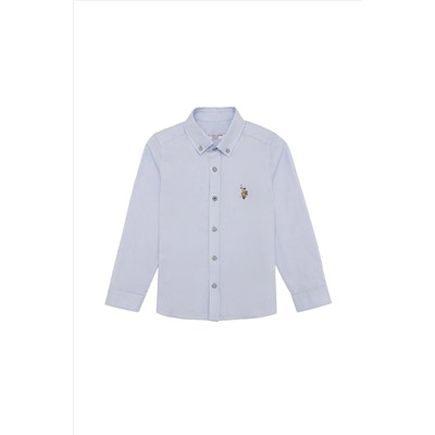 Erkek Çocuk Açık Mavi Uzun Kollu Basic Gömlek