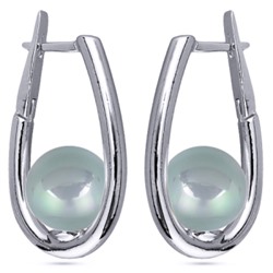 Серьги (Майорка 12мм голубая; покрытие родий), Есть комплект