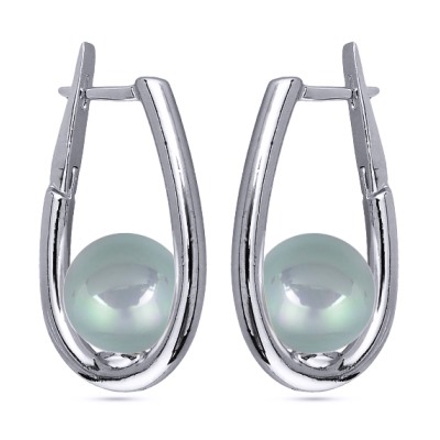 Серьги (Майорка 12мм голубая; покрытие родий), Есть комплект