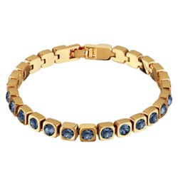 Браслет Теннис (кристаллы SW джинс 4мм; покрытие золото) 17-19см, Есть комплект