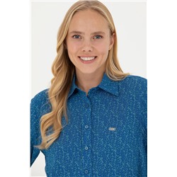 Kadın Petrol Uzun Kollu Gömlek