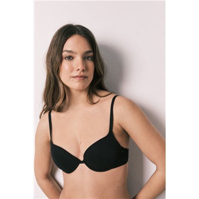 Sujetador clásico microfibra rayada negro BEAUTIFUL