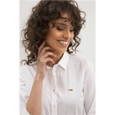 Kadın Beyaz Uzun Kollu Basic Gömlek