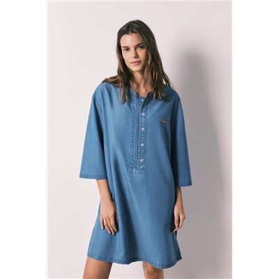 Camisola corta denim ligero azul