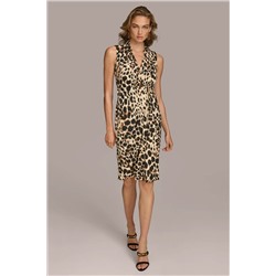 V-NECK LEOPARD MIDI DRESS