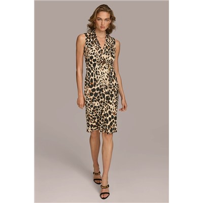 V-NECK LEOPARD MIDI DRESS