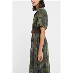 Vestido largo camisero tropical