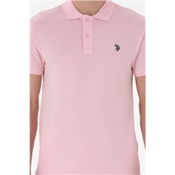 Erkek Slim Fit Polo Yaka Açık Pembe Basic Tişört