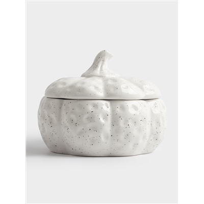 Емкость для хранения, 18х16 см, 1,3 л, керамика D, белая, в крапинку, Тыква, Light pumpkin