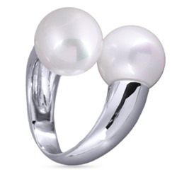 Кольцо Дуэт (Майорка 14мм белая; покрытие родий), Есть комплект