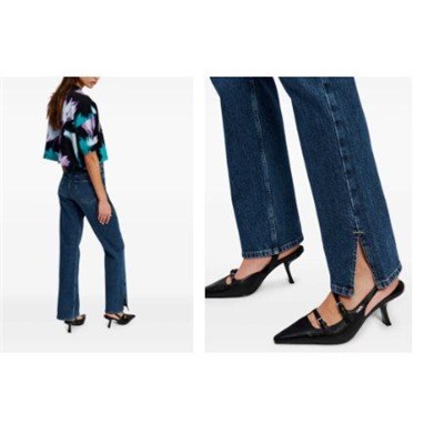 Женские джинсы с разрезами по низу штанин КАР*Л😎