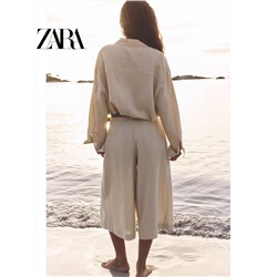 Женские длинные шорты из смесового льна с ремнем    ZAR*A  Официальный магазин