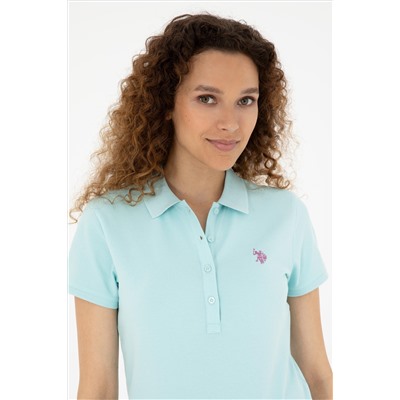Kadın Su Yeşili Basic Polo Yaka Tişört