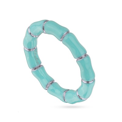 Кольцо Бамбук (эмаль морская свежесть; покрытие родий), Есть комплект